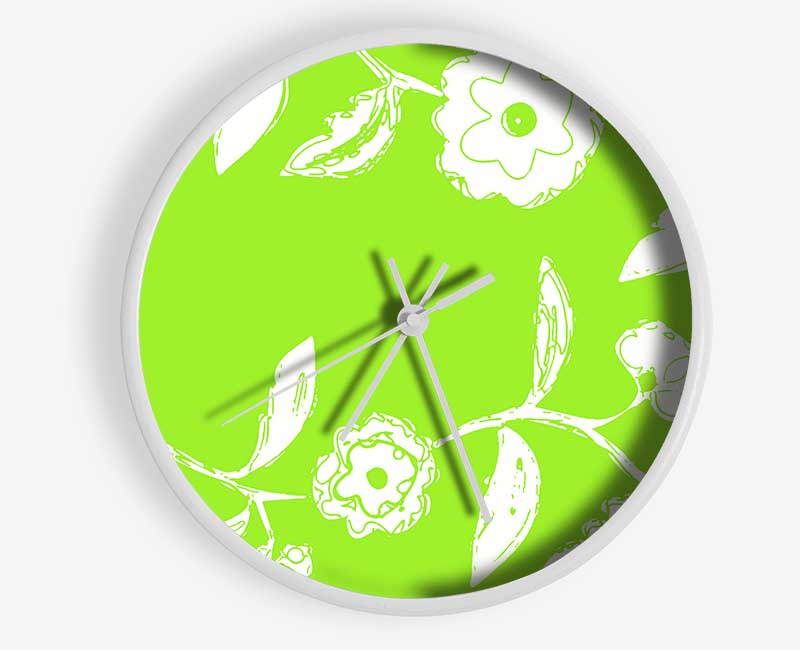 Flower Essence Lime Green Clock - Wallart-Direct UK