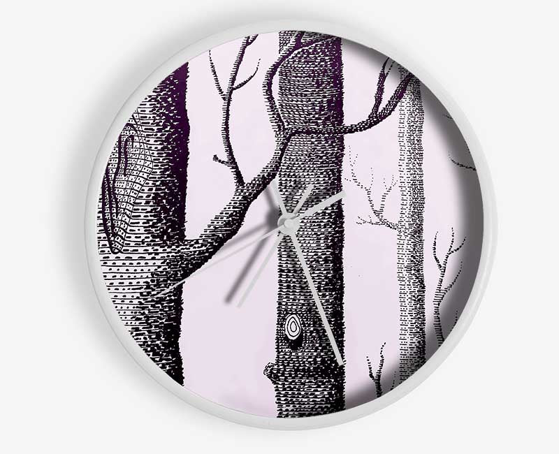 Pink Bark Clock - Wallart-Direct UK