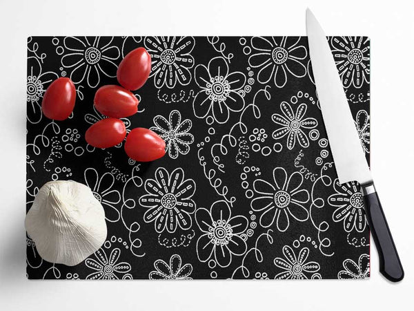 Infusion White On Black Glass Chopping Board