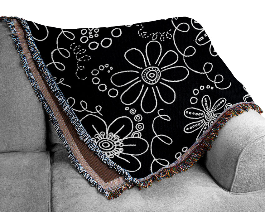 Infusion White On Black Woven Blanket