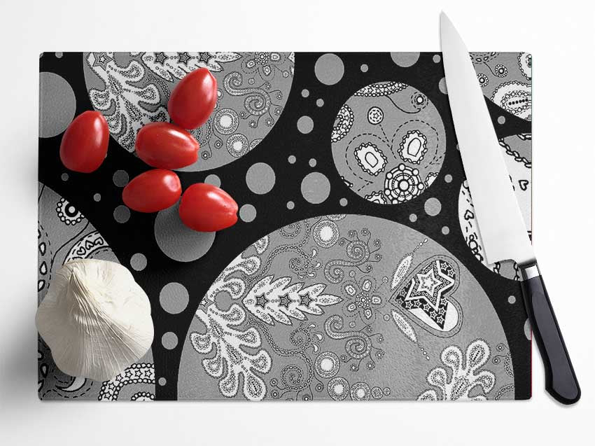 Planets Grey Glass Chopping Board