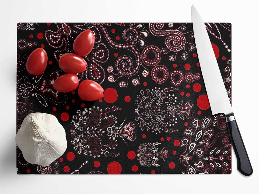 Bloom Explosion Red Glass Chopping Board