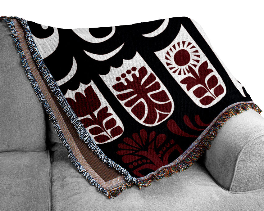 Abstract Hills Maroon Woven Blanket