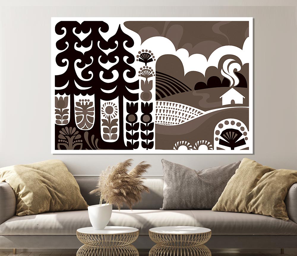 Abstract Hills Brown Print Poster Wall Art