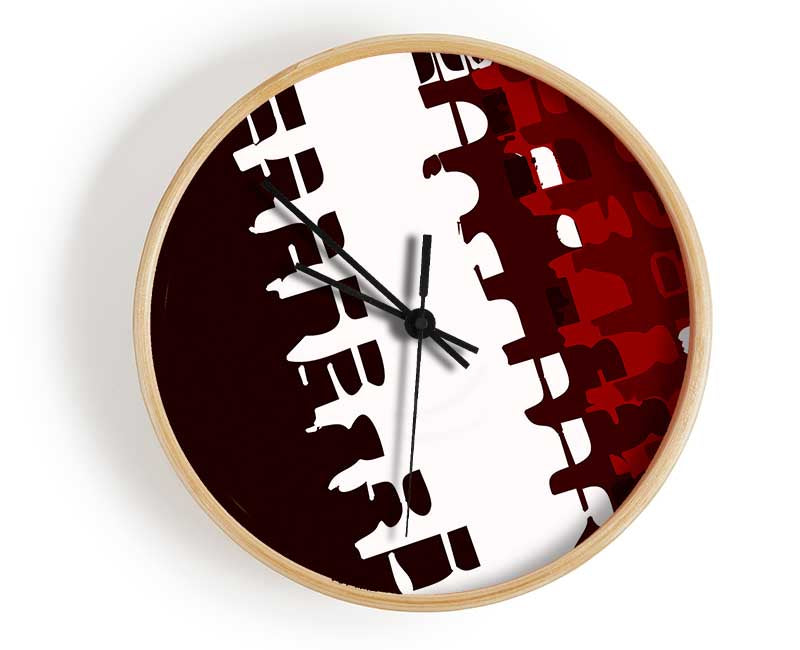 Fraction Maroon Clock - Wallart-Direct UK