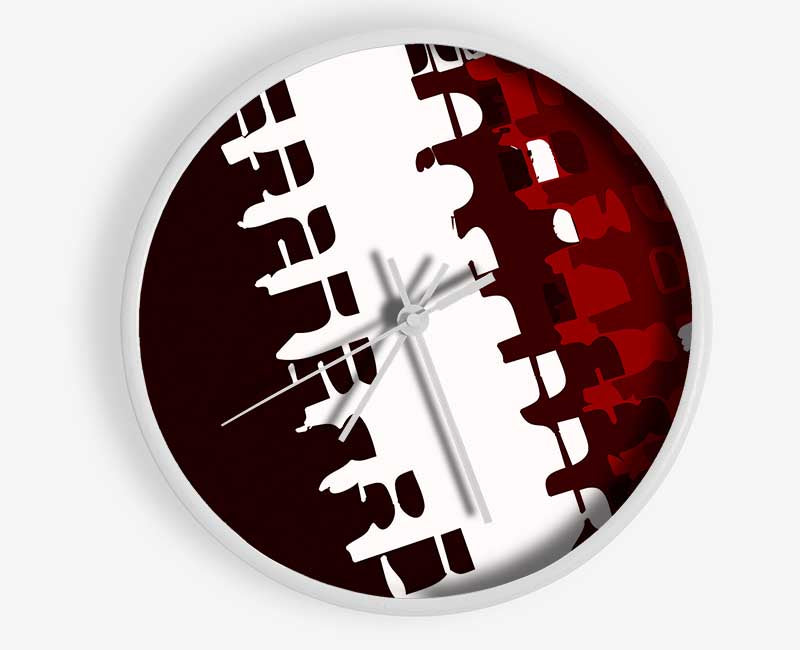 Fraction Maroon Clock - Wallart-Direct UK