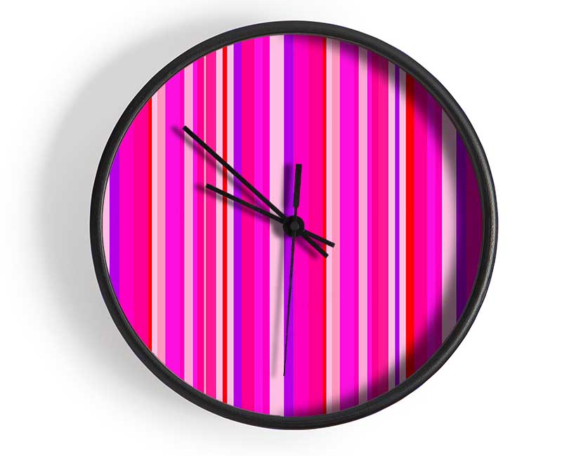 Retro Stripes Pink Clock - Wallart-Direct UK