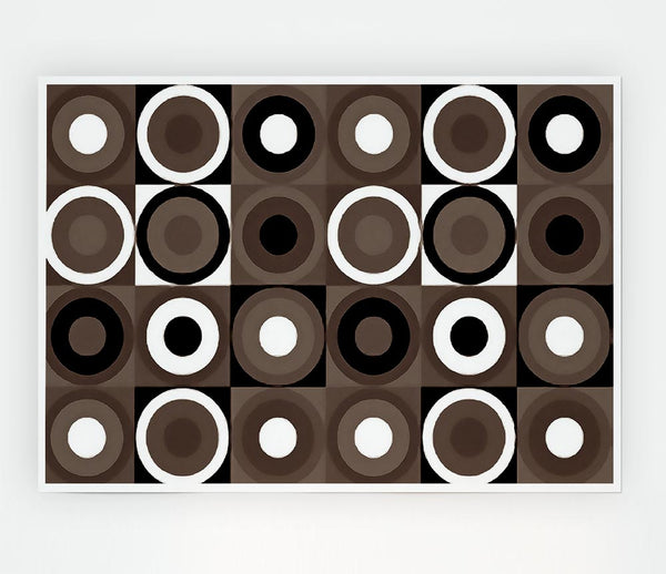 Circles In Squares Beige Print Poster Wall Art