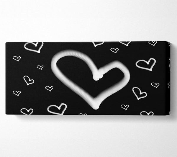 Love Hearts White On Black