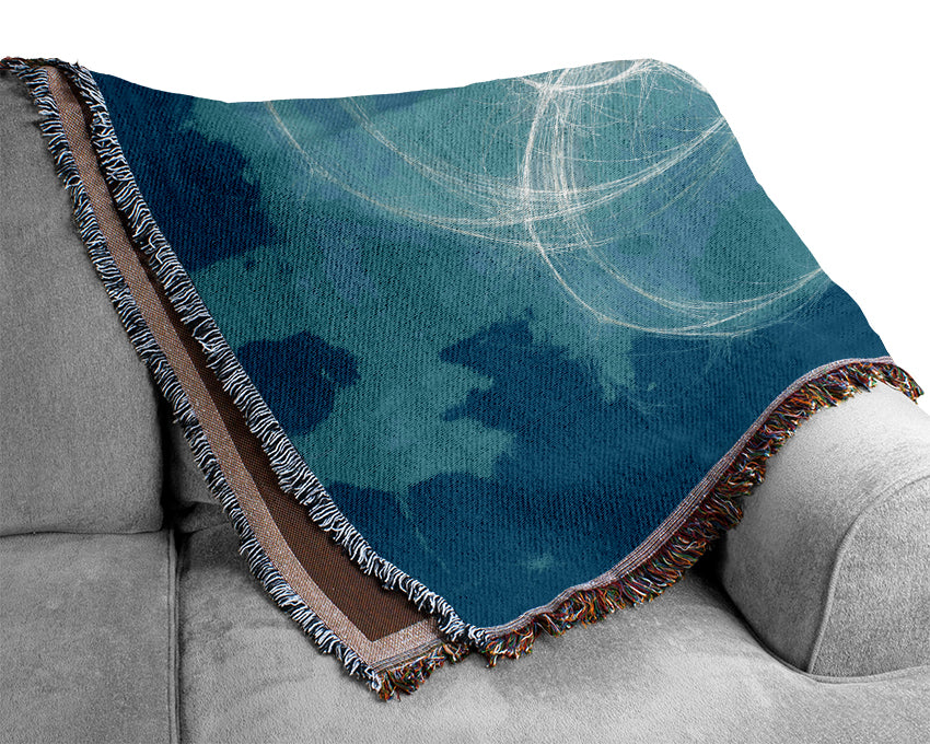 Blue Circular Elusion Woven Blanket