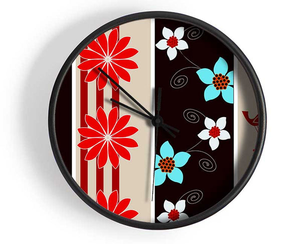 Vertical Flower Power Clock - Wallart-Direct UK