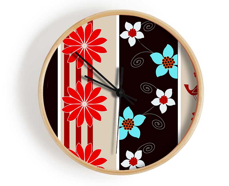 Vertical Flower Power Clock - Wallart-Direct UK