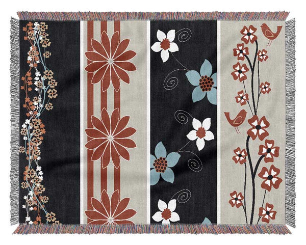 Vertical Flower Power Woven Blanket