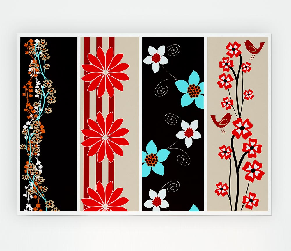 Vertical Flower Power Print Poster Wall Art