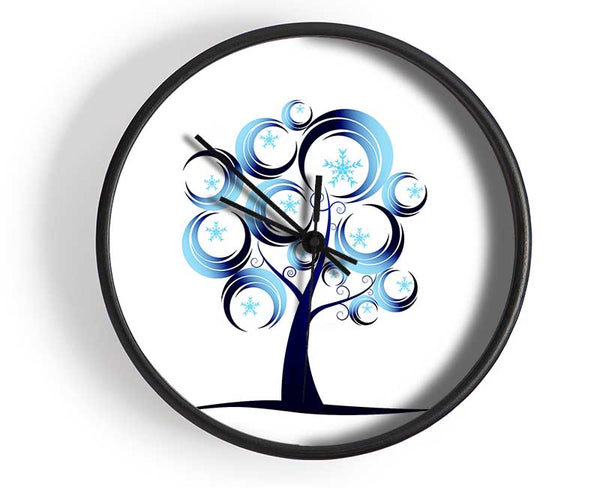 Blue Tree Abstract Clock - Wallart-Direct UK