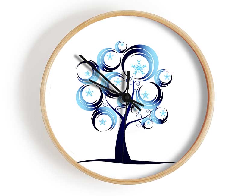 Blue Tree Abstract Clock - Wallart-Direct UK