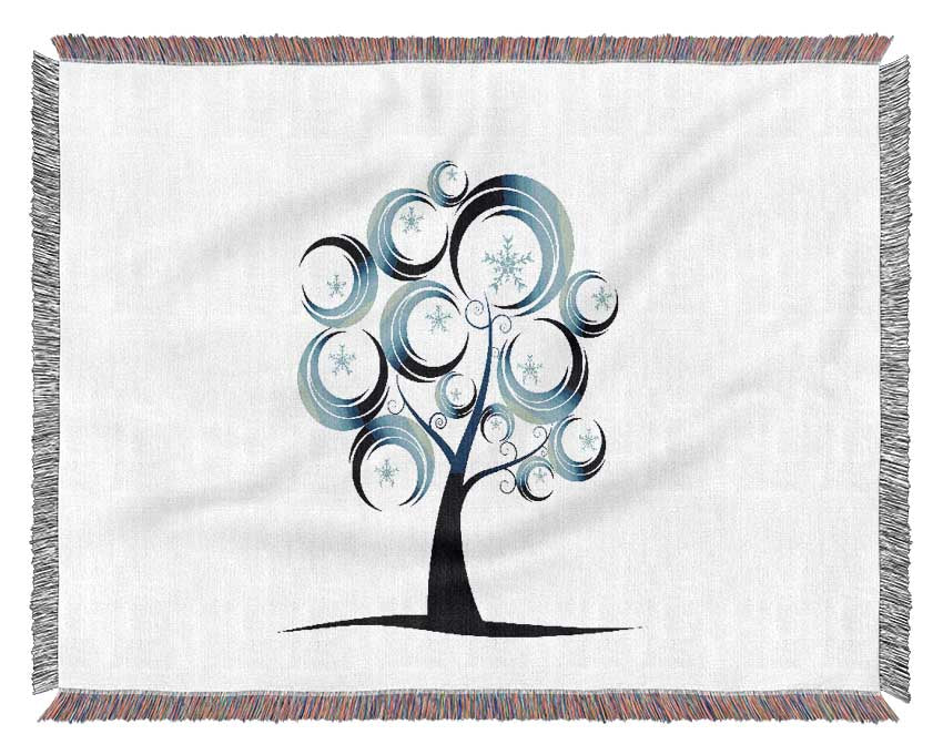 Blue Tree Abstract Woven Blanket