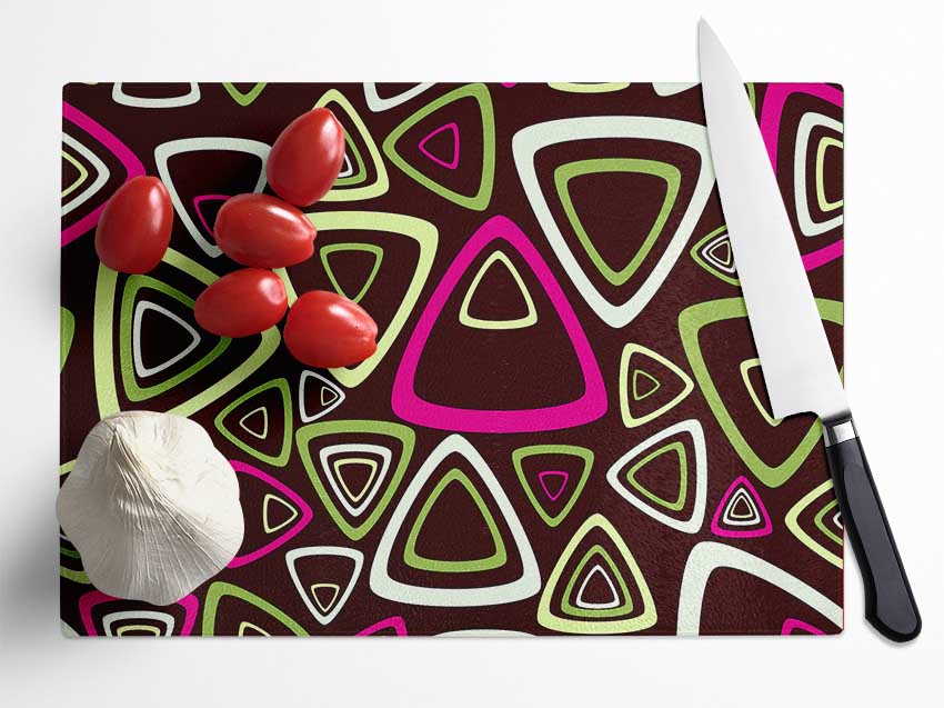 Triangle Infusion Pink Glass Chopping Board