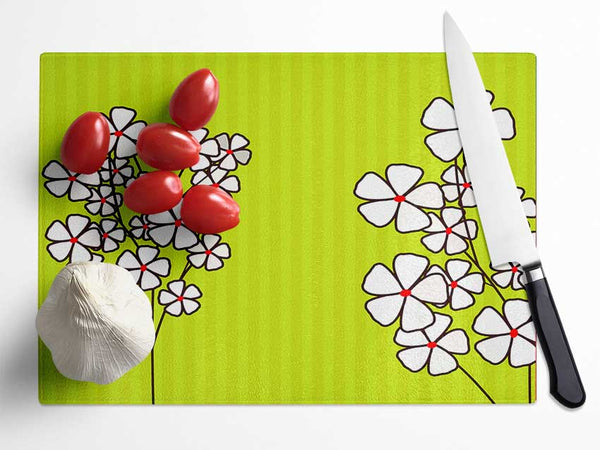 Poppies On Lime Green Glass Chopping Board