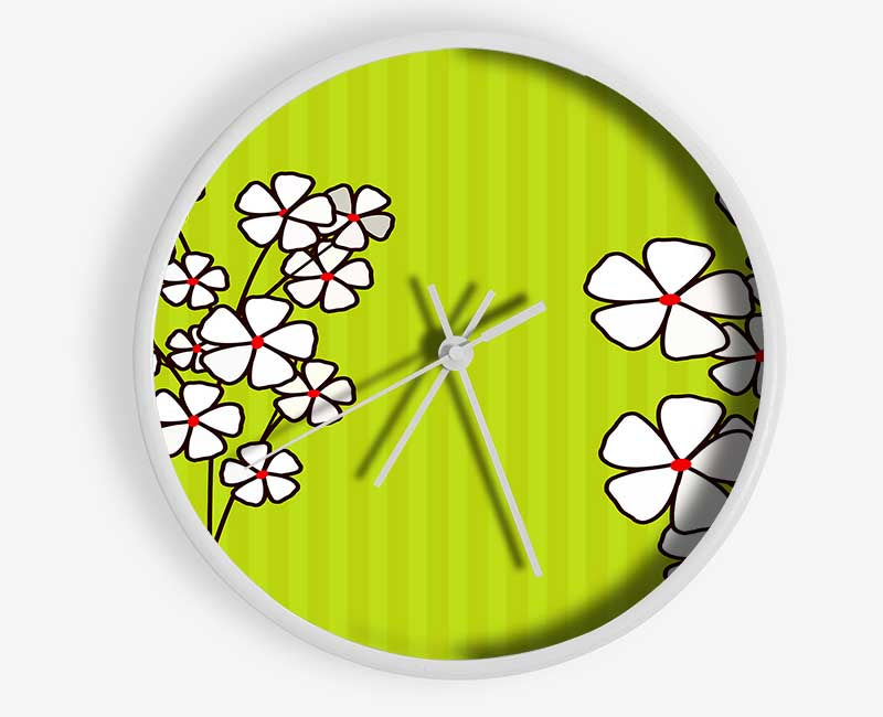 Poppies On Lime Green Clock - Wallart-Direct UK