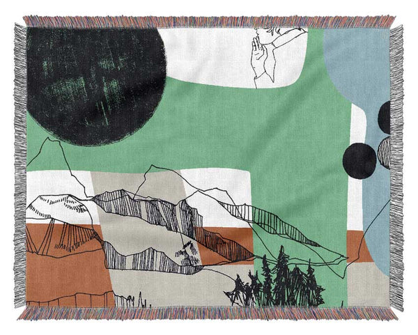 Mountain Range Sun Multi-Coloured Woven Blanket