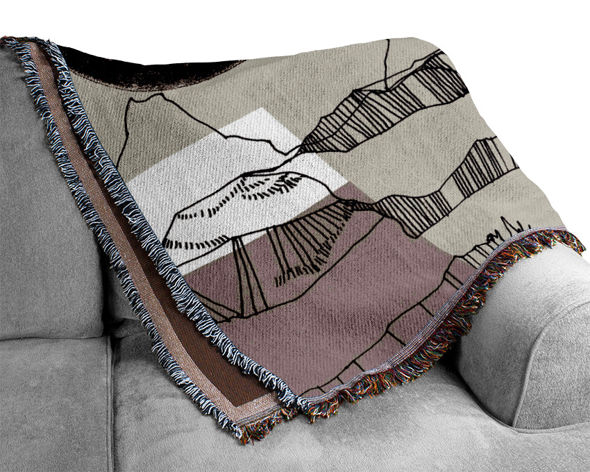 Abstract Mountain Beige Woven Blanket