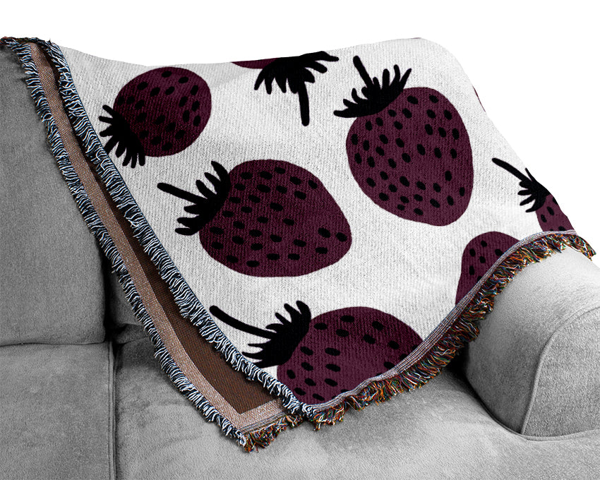 Purple Raspberries Woven Blanket