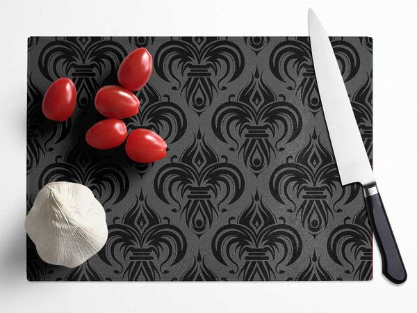 Black And Grey Velvet Flock Glass Chopping Board