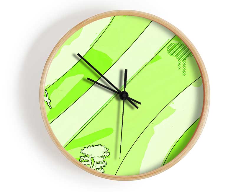 Rainbow Trees Lime Clock - Wallart-Direct UK