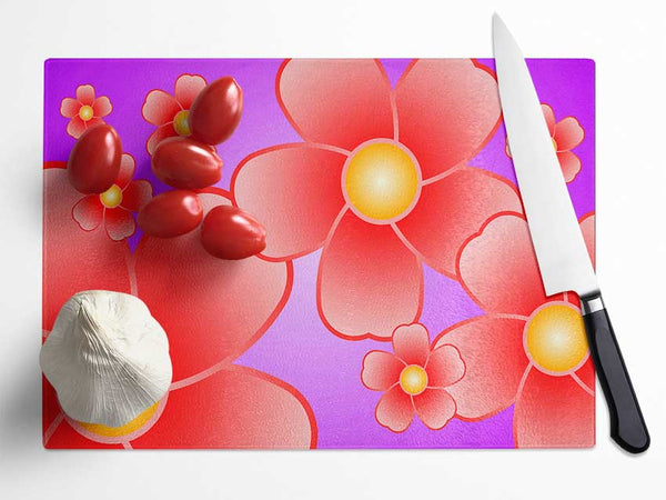 Psychodelic Flowers Glass Chopping Board