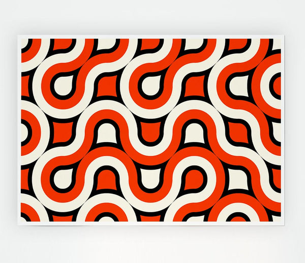 Graphical Maze Orange Print Poster Wall Art