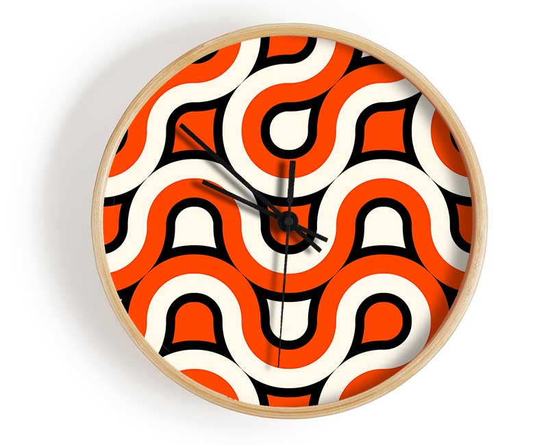 Graphical Maze Orange Clock - Wallart-Direct UK