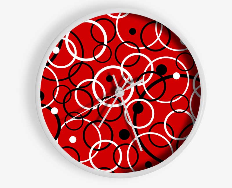 Joining The Dots Red Clock - Wallart-Direct UK