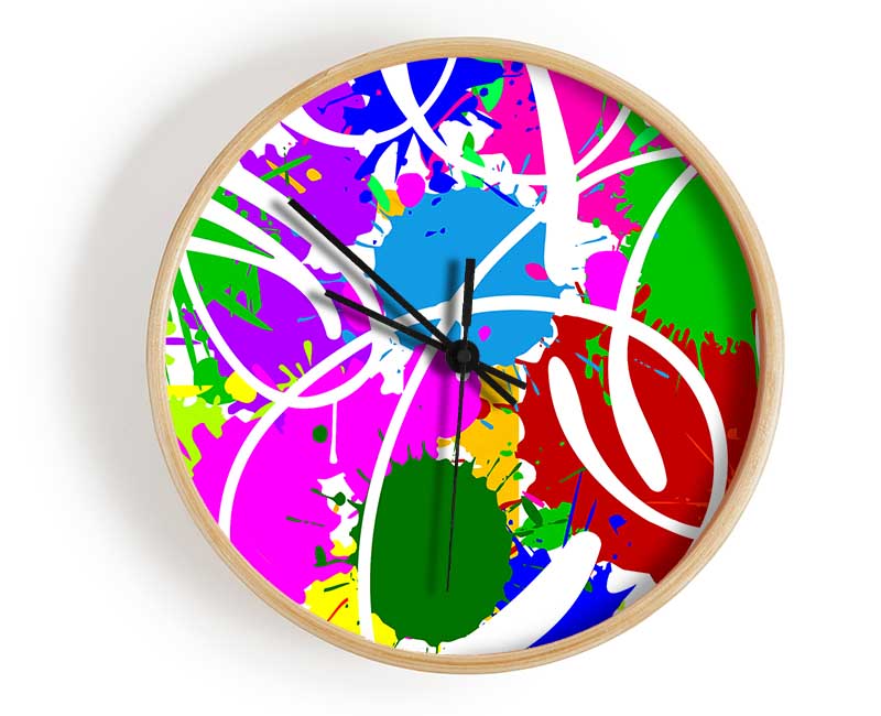 Vibrant Paint Bomb Clock - Wallart-Direct UK