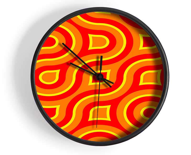 In Between The Lines Orange Clock - Wallart-Direct UK