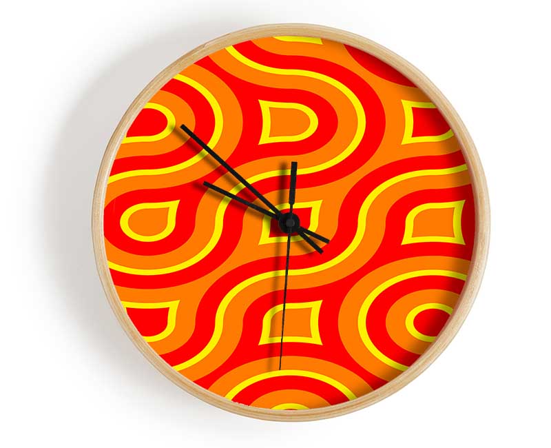 In Between The Lines Orange Clock - Wallart-Direct UK