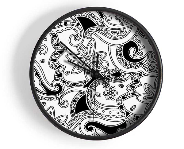 Pasley Garden Black On White Clock - Wallart-Direct UK