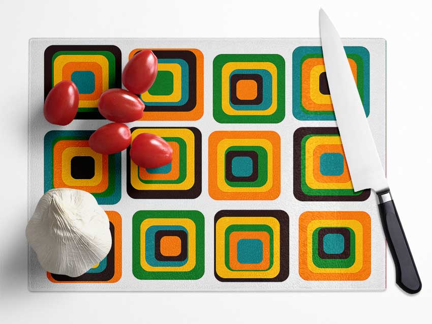 Blocks Of Colour Glass Chopping Board