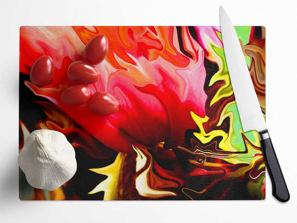 Floral Fury Glass Chopping Board