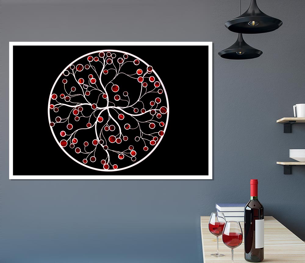 Circle Of Life Red On Black Print Poster Wall Art