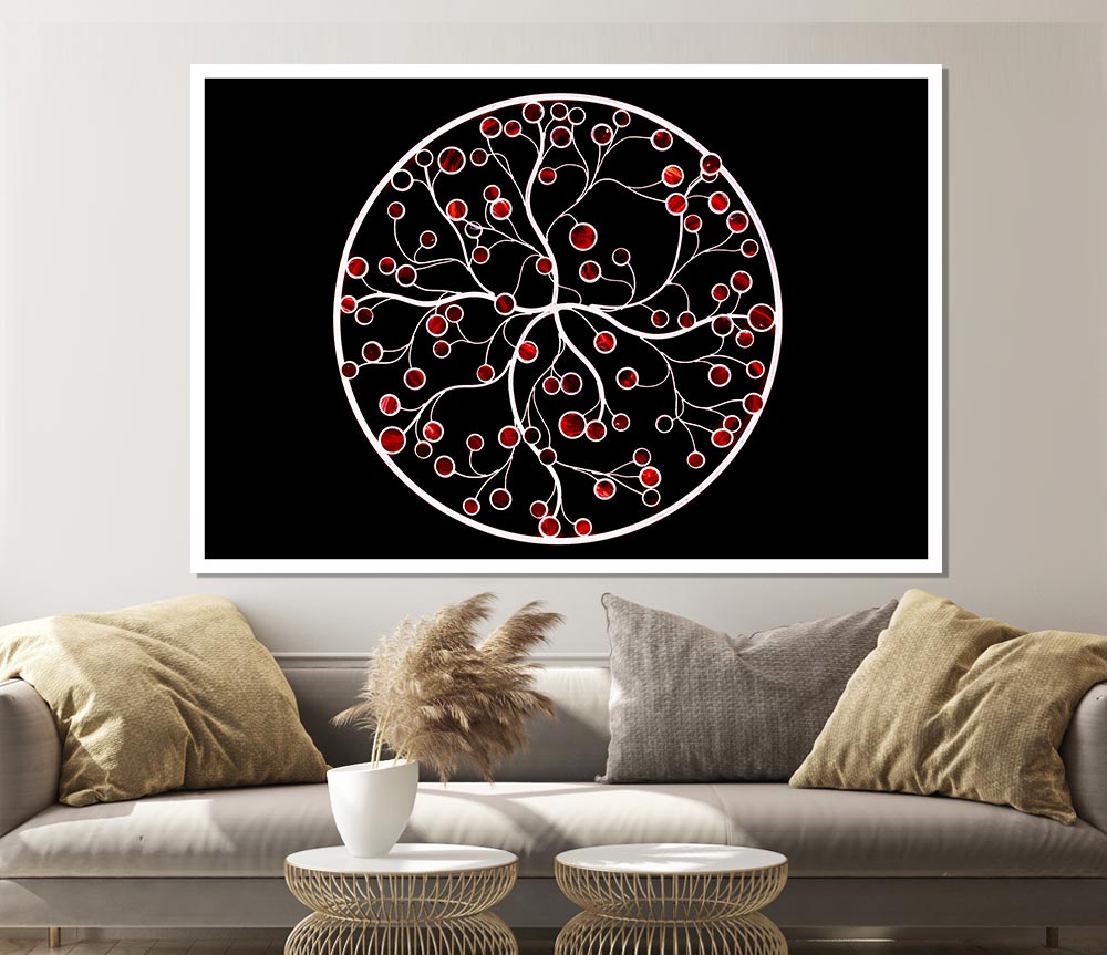 Circle Of Life Red On Black Print Poster Wall Art