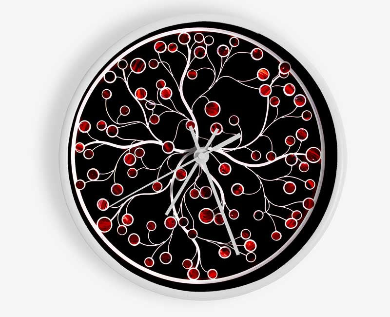 Circle Of Life Red On Black Clock - Wallart-Direct UK