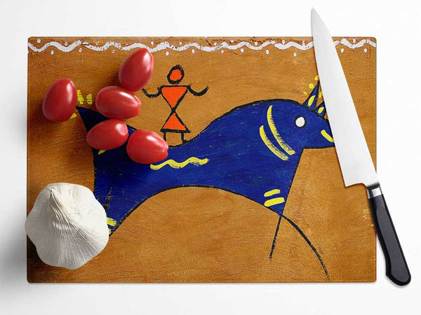 Aborigional Animal Of Peace Glass Chopping Board