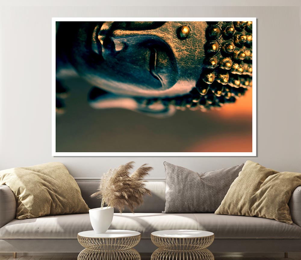 Buddha Face Golden Print Poster Wall Art