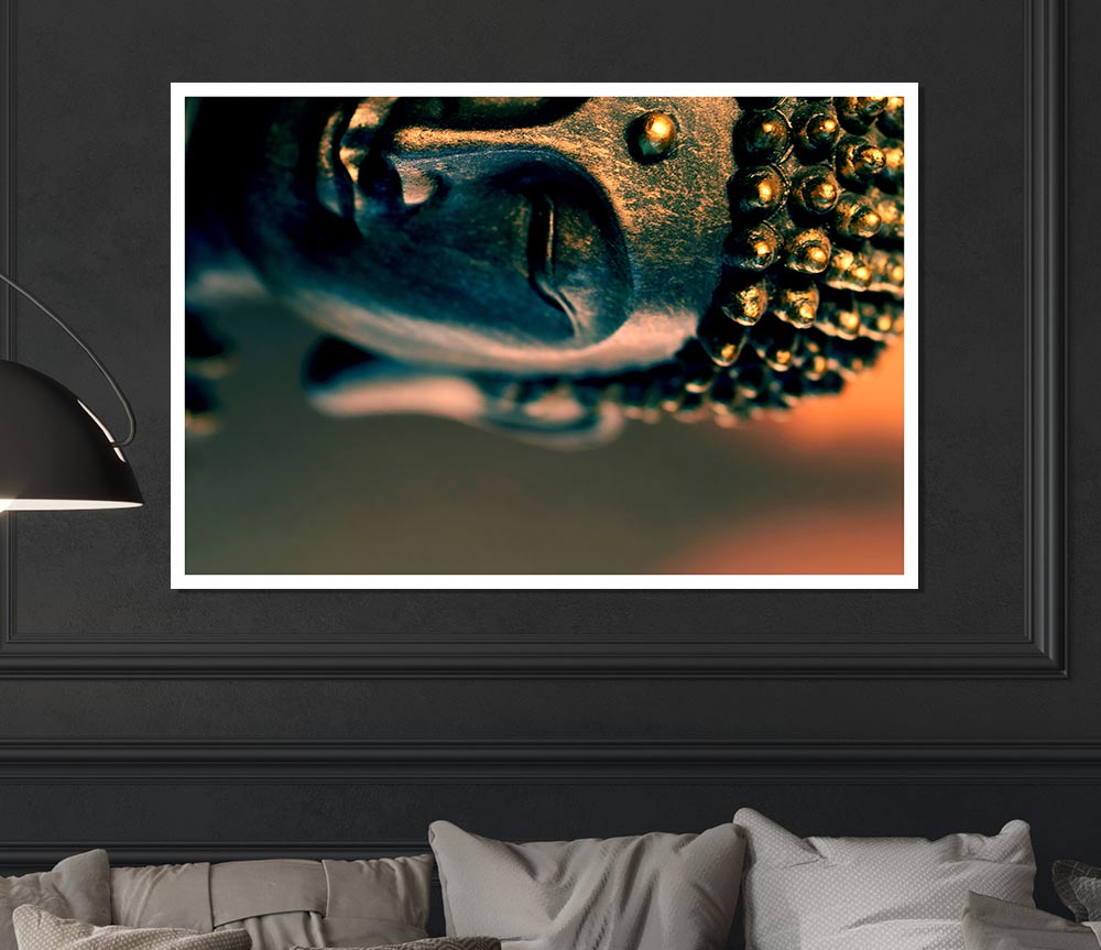 Buddha Face Golden Print Poster Wall Art