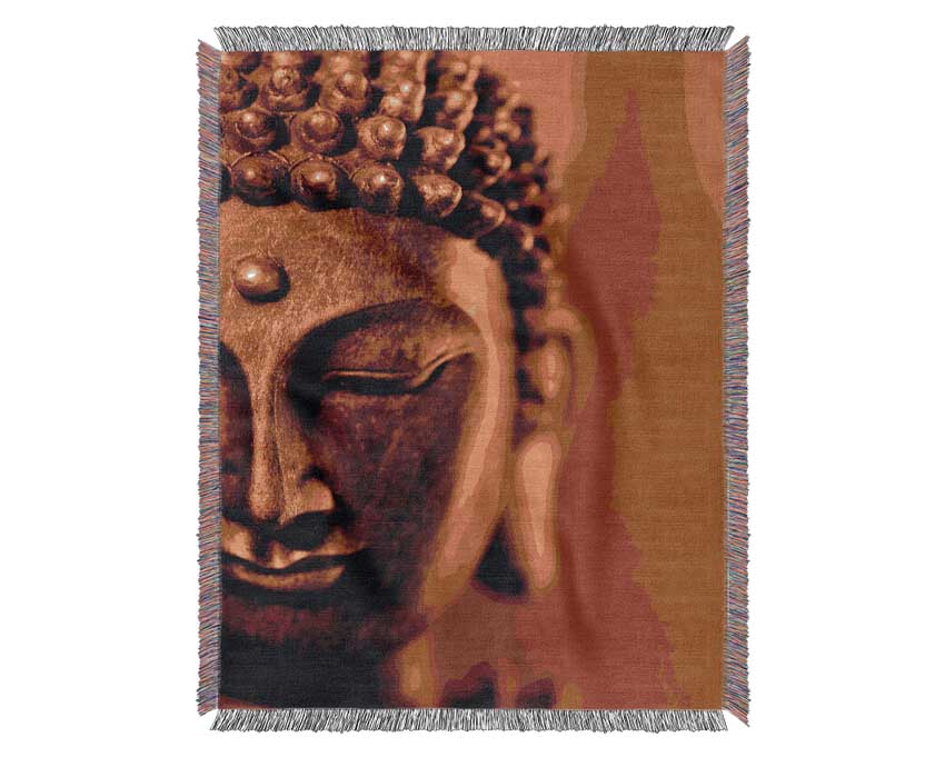 Buddha Face Orange Woven Blanket