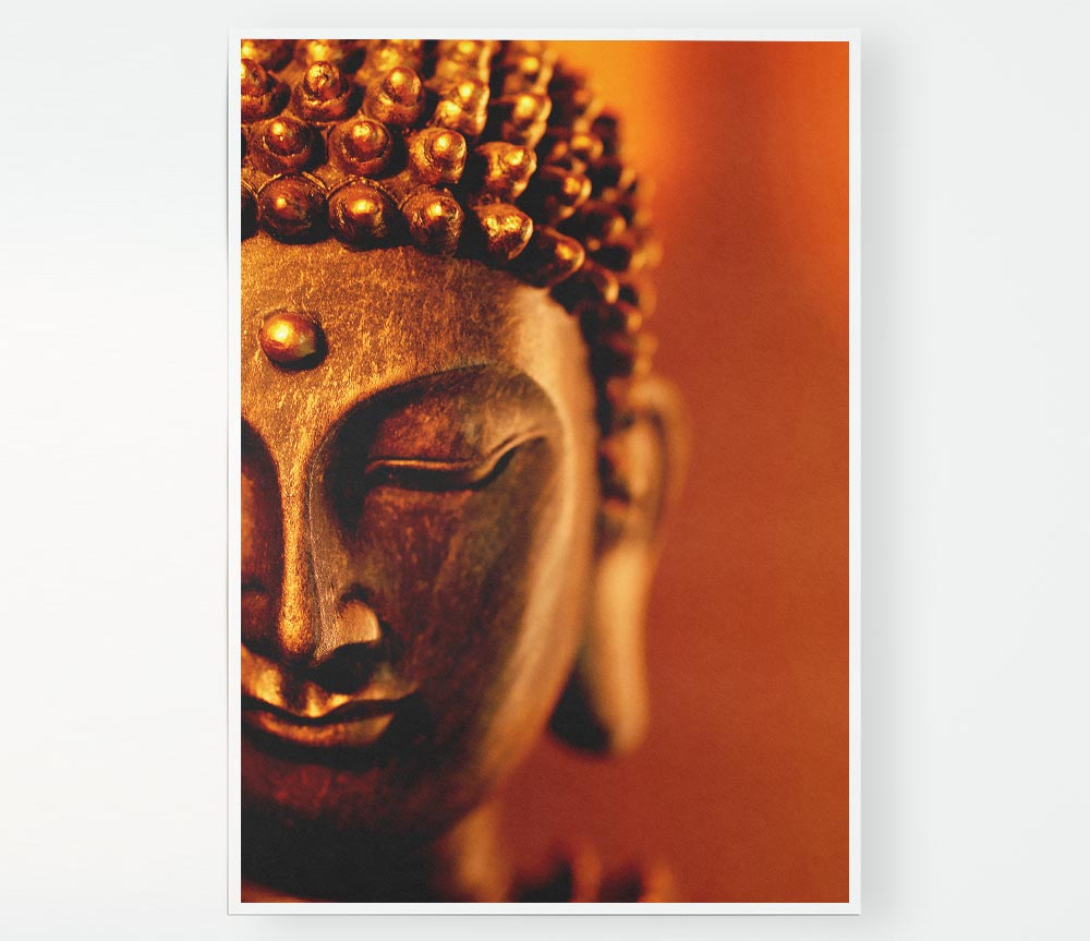 Buddha Face Orange Print Poster Wall Art