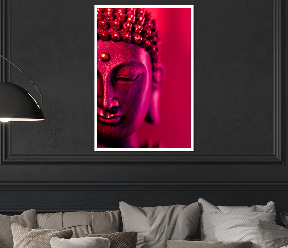 Buddha Face Pink Print Poster Wall Art