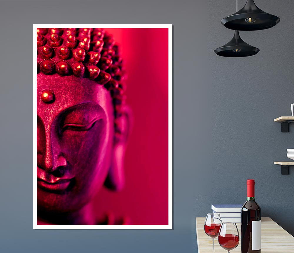 Buddha Face Pink Print Poster Wall Art