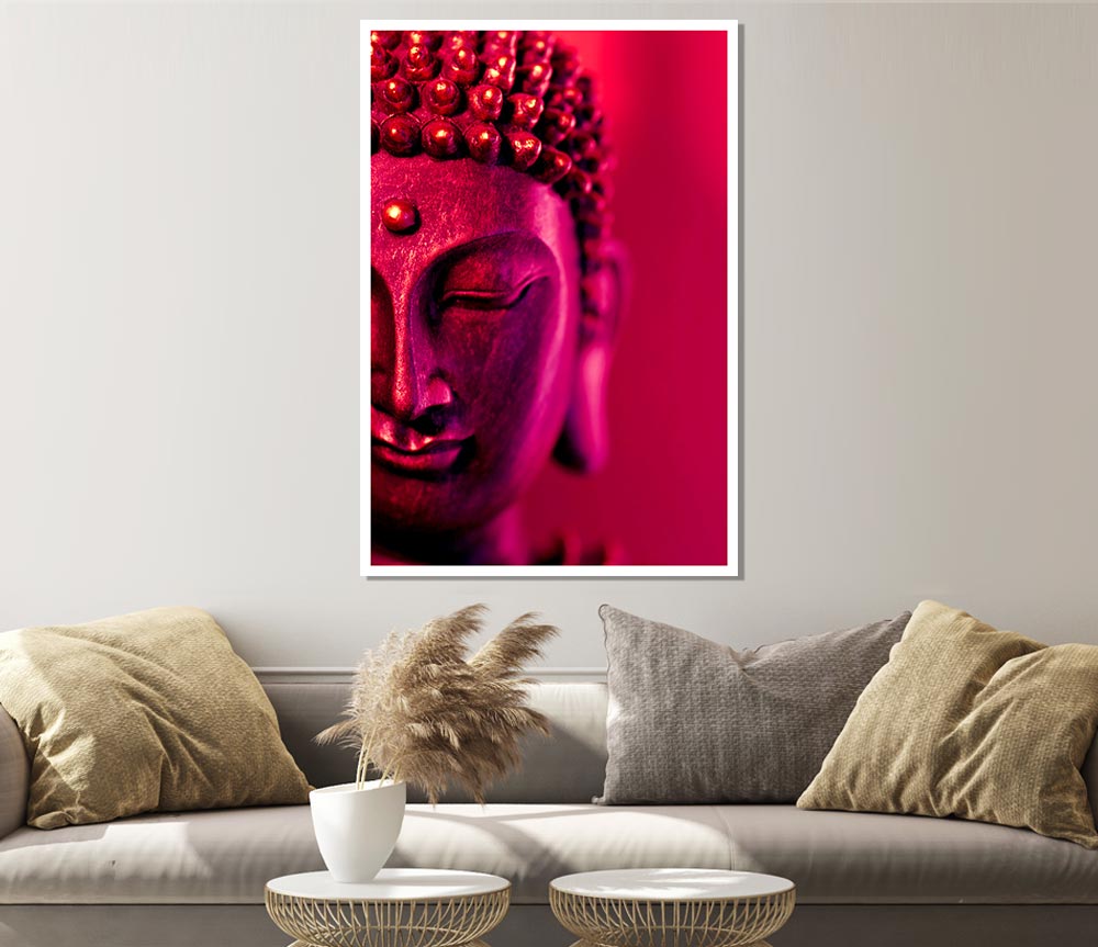 Buddha Face Pink Print Poster Wall Art